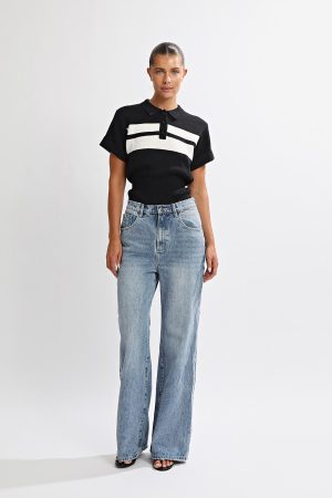 Brea Knit Top Black/White Stripe