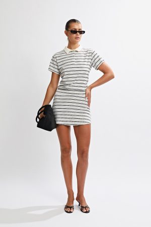 Mara Mini Dress White/Black Stripe
